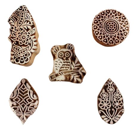 Set of 5 Piece New Mix Wooden Printing Blocks